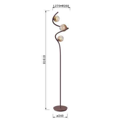 ONLI - Lattialamppu FRIDA 3xG9/10W/230V kupari