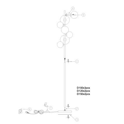 ONLI - Lattialamppu PALOMA 7xG9/10W/230V musta/savuinen