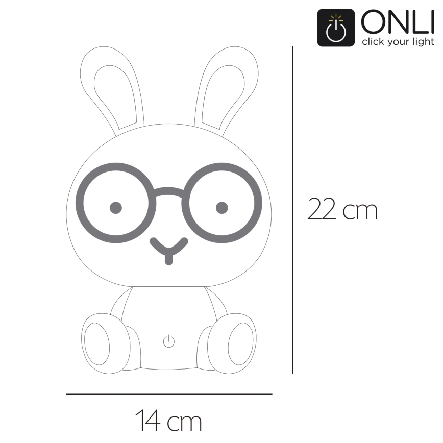 ONLI - LED-himmennettävä lasten yövalo PUPPIES LED/3W/230V 22 cm pupu/sininen