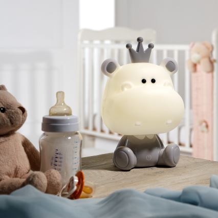ONLI - LED himmennettävä lasten yölamppu PUPPIES LED/3W/230V 25 cm virtahepo/harmaa