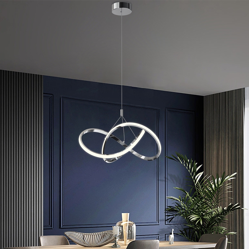 ONLI - LED-kattokruunu johdossa LOOP LED/40W/230V 4000K kiiltävä kromi