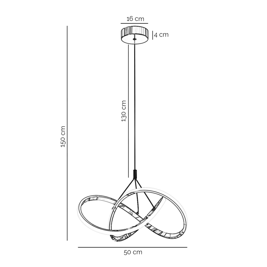 ONLI - LED-kattokruunu johdossa LOOP LED/40W/230V 4000K kiiltävä kromi