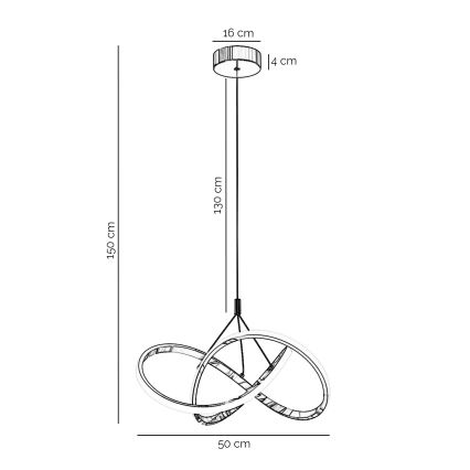 ONLI - LED-kattokruunu johdossa LOOP LED/40W/230V 4000K kiiltävä kromi