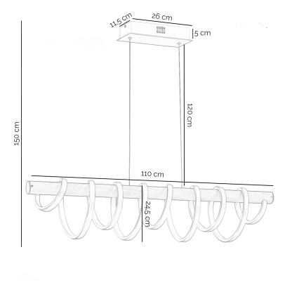 ONLI - LED-kattokruunu johdossa NILO LED/70W/230V 4000K ruskea/valkoinen