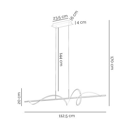 ONLI - LED-kattokruunu johdossa TWIST LED/30W/230V 4000K musta