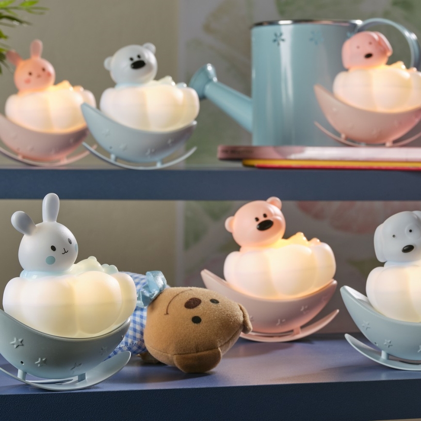 ONLI - LED-ladattava lasten yövalo NUVOLINA LED/2,5W/5V 300 mAh koira/vaaleanpunainen