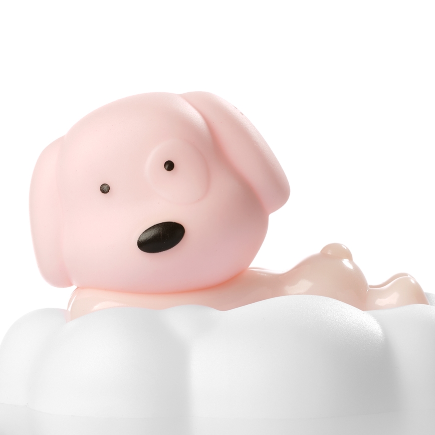 ONLI - LED-ladattava lasten yövalo NUVOLINA LED/2,5W/5V 300 mAh koira/vaaleanpunainen