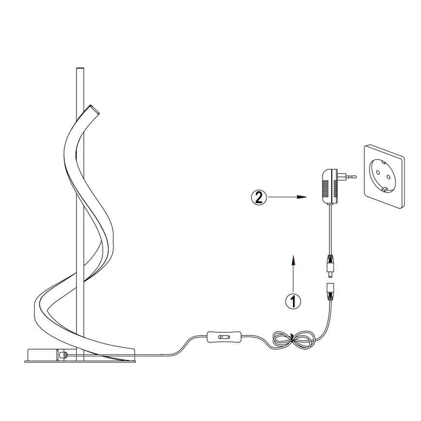 ONLI - LED-pöytävalaisin TWIST LED/12W/230V 4000K 40 cm musta