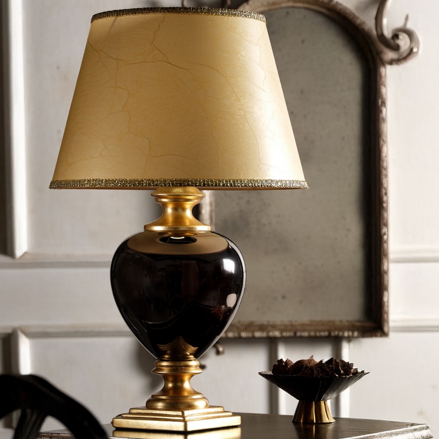 ONLI - Pöytävalaisin AMADEUS 1xE27/15W/230V 72 cm musta/kulta