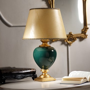 ONLI - Pöytävalaisin AMADEUS 1xE27/15W/230V 72 cm vihreä/kulta