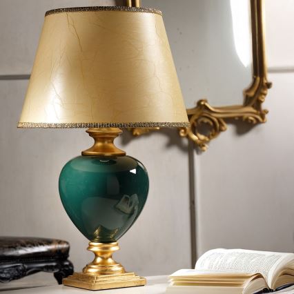 ONLI - Pöytävalaisin AMADEUS 1xE27/15W/230V 72 cm vihreä/kulta