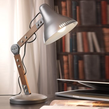 ONLI - Pöytävalaisin ARCHITETTO 1xE27/22W/230V 62 cm harmaa/ruskea