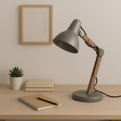 ONLI - Pöytävalaisin ARCHITETTO 1xE27/22W/230V 62 cm harmaa/ruskea