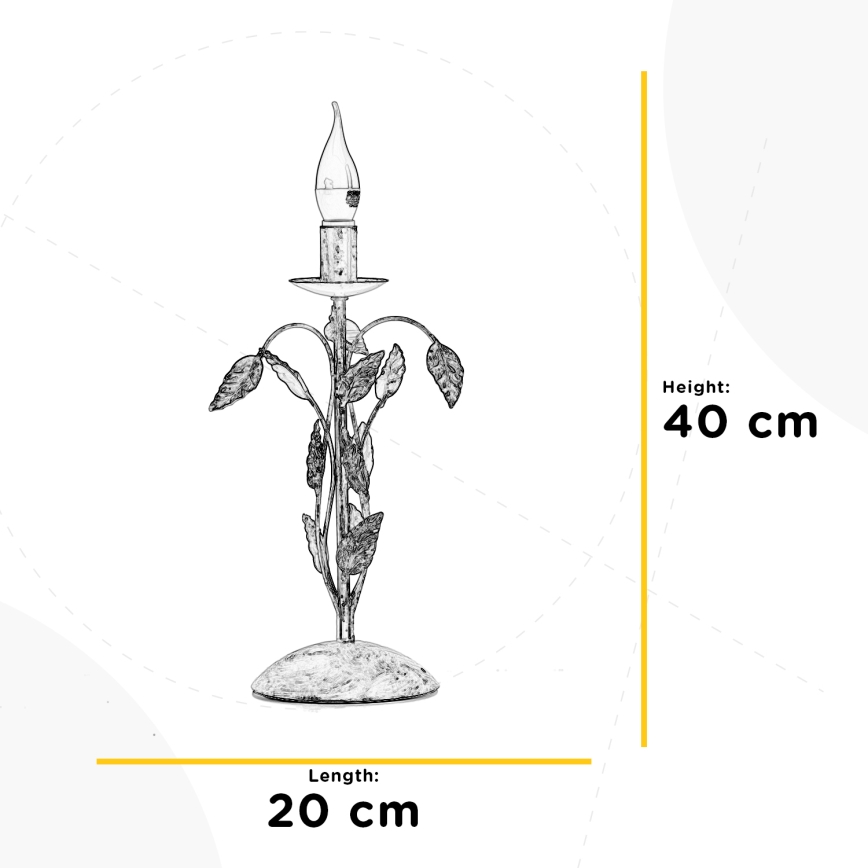 ONLI - Pöytävalaisin COLLANA 1xE14/6W/230V 40 cm valkoinen