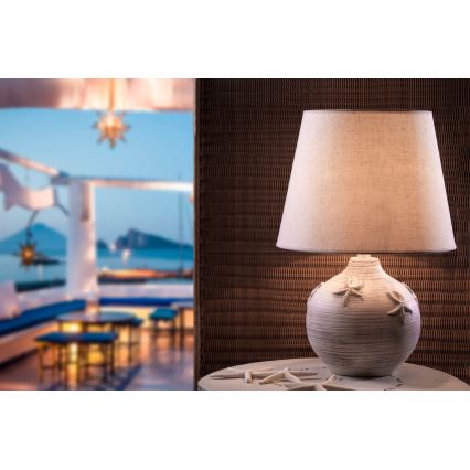 ONLI - Pöytävalaisin MARINA 1xE27/22W/230V beige/valkoinen 60 cm