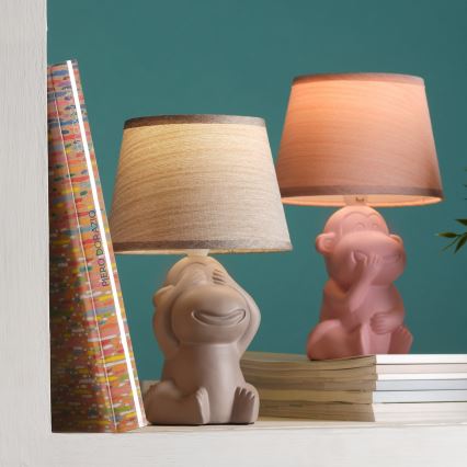 ONLI - Pöytävalaisin MONKEY 1xE14/6W/230V vaaleanpunainen