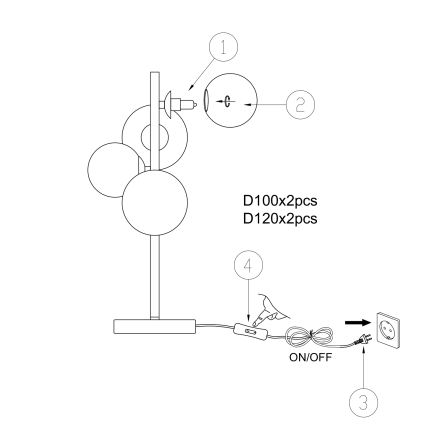 ONLI - Pöytävalaisin PALOMA 4xG9/10W/230V 48 cm kulta
