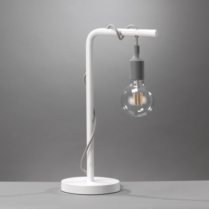 ONLI - Pöytävalaisin WIRE 1xE27/15W/230V 50 cm harmaa/valkoinen