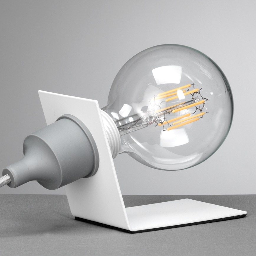 ONLI - Pöytävalaisin WIRE 1xE27/15W/230V 9 cm harmaa/valkoinen