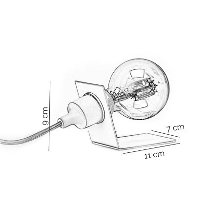 ONLI - Pöytävalaisin WIRE 1xE27/15W/230V 9 cm harmaa/valkoinen
