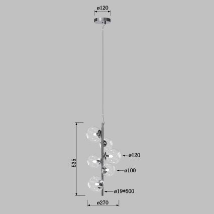 ONLI - Riippuvalaisin vaijerilla KIMBERLY 6xG9/6W/230V kiiltävä kromi