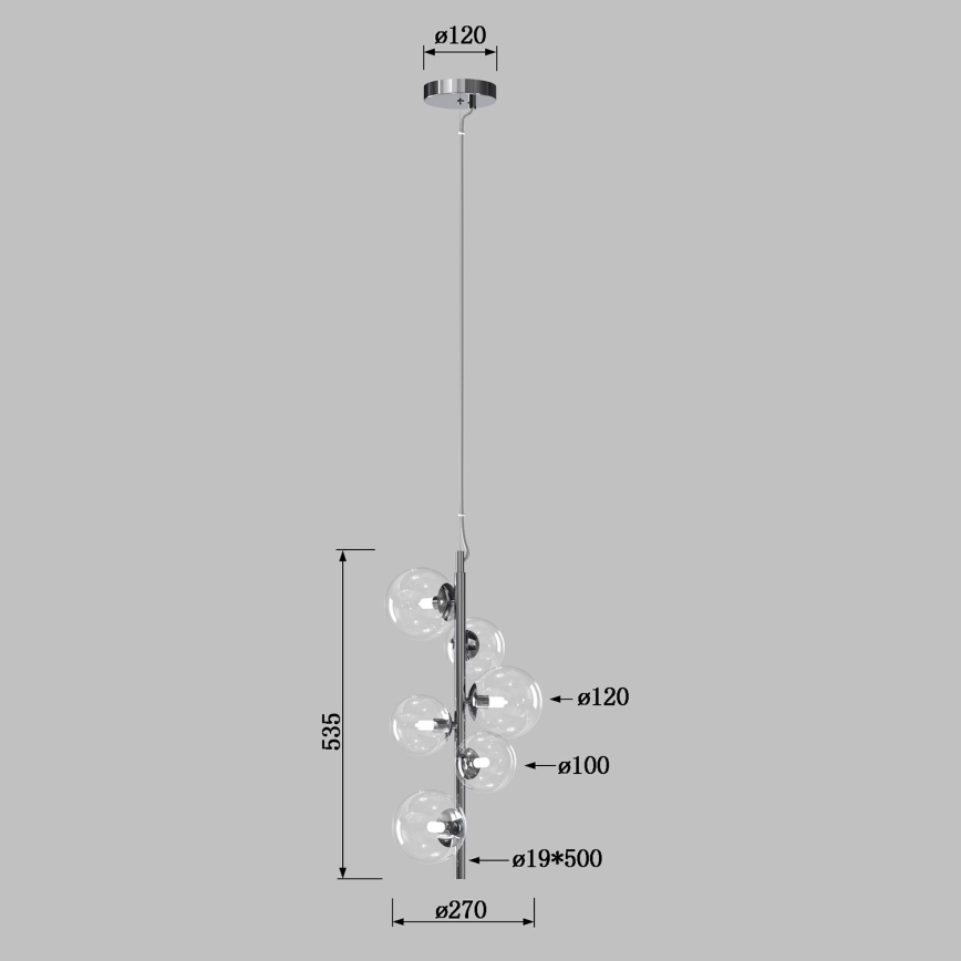 ONLI - Riippuvalaisin vaijerilla KIMBERLY 6xG9/6W/230V kiiltävä kromi