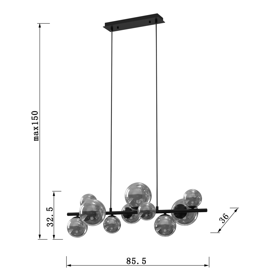 ONLI - Riippuvalaisin vaijerilla PALOMA 10xG9/3W/230V musta/savunvärinen