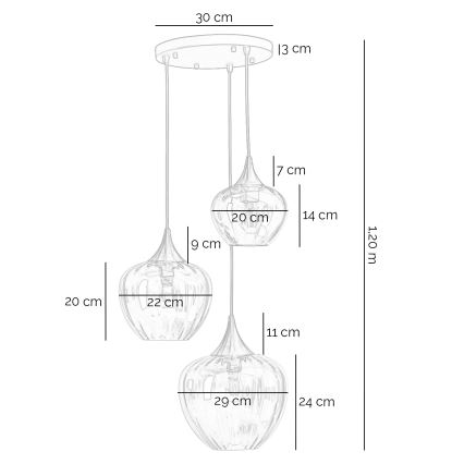 ONLI - Ripustettava valaisin ELIDE 3xE27/15W/230V musta/kupari