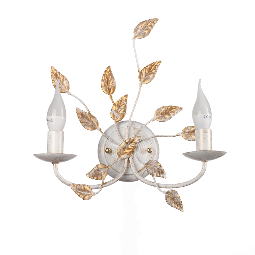 ONLI - Seinävalaisin COLLANA 1xE14/6W/230V valkoinen/kulta