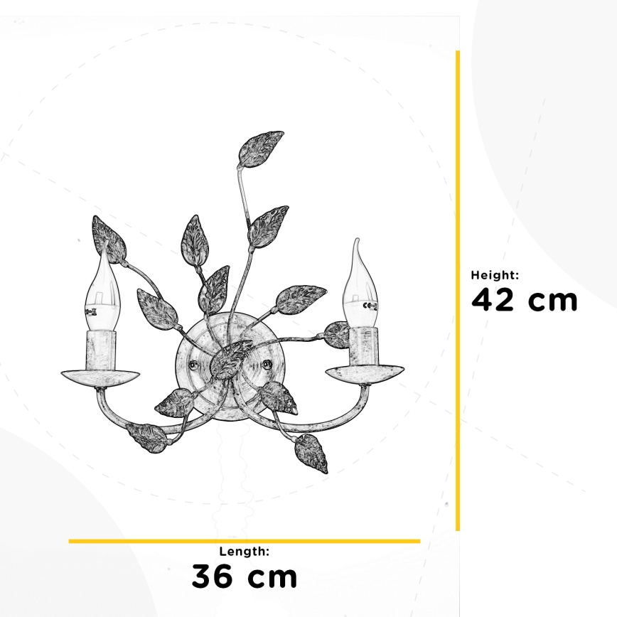 ONLI - Seinävalaisin COLLANA 1xE14/6W/230V valkoinen/kulta