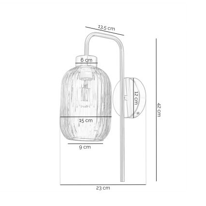 ONLI - Seinävalaisin DOROTY 1xE27/15W/230V messinki