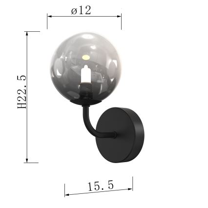 ONLI - Seinävalaisin PALOMA 1xG9/10W/230V musta/savuinen
