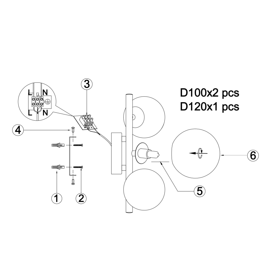 ONLI - Seinävalaisin PALOMA 3xG9/10W/230V musta/savuinen