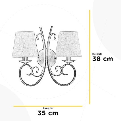 ONLI - Seinävalaisin POMPEI 2xE14/6W/230V pronssi