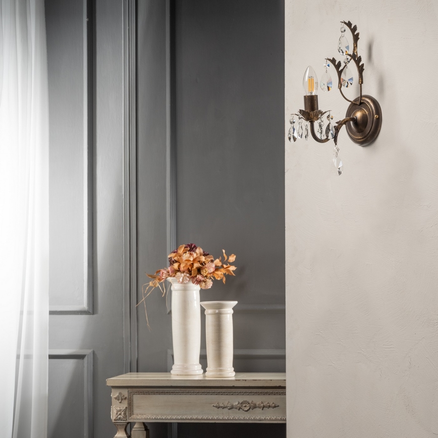 ONLI - Seinävalaisin TERESA 1xE14/6W/230V pronssi