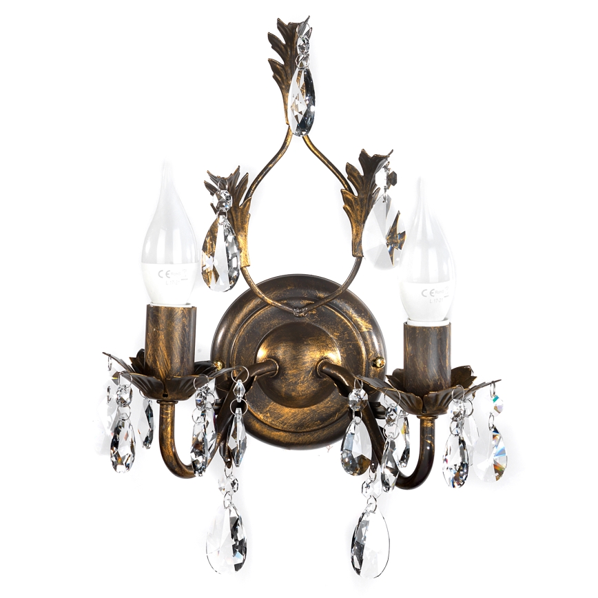 ONLI - Seinävalaisin TERESA 2xE14/6W/230V pronssi