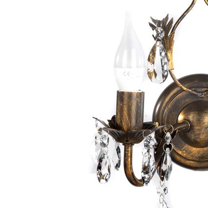 ONLI - Seinävalaisin TERESA 2xE14/6W/230V pronssi