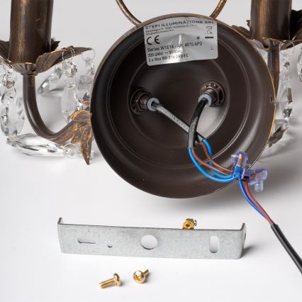 ONLI - Seinävalaisin TERESA 2xE14/6W/230V pronssi