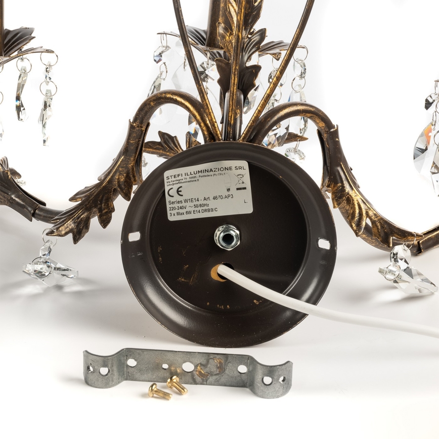 ONLI - Seinävalaisin TERESA 3xE14/6W/230V pronssi