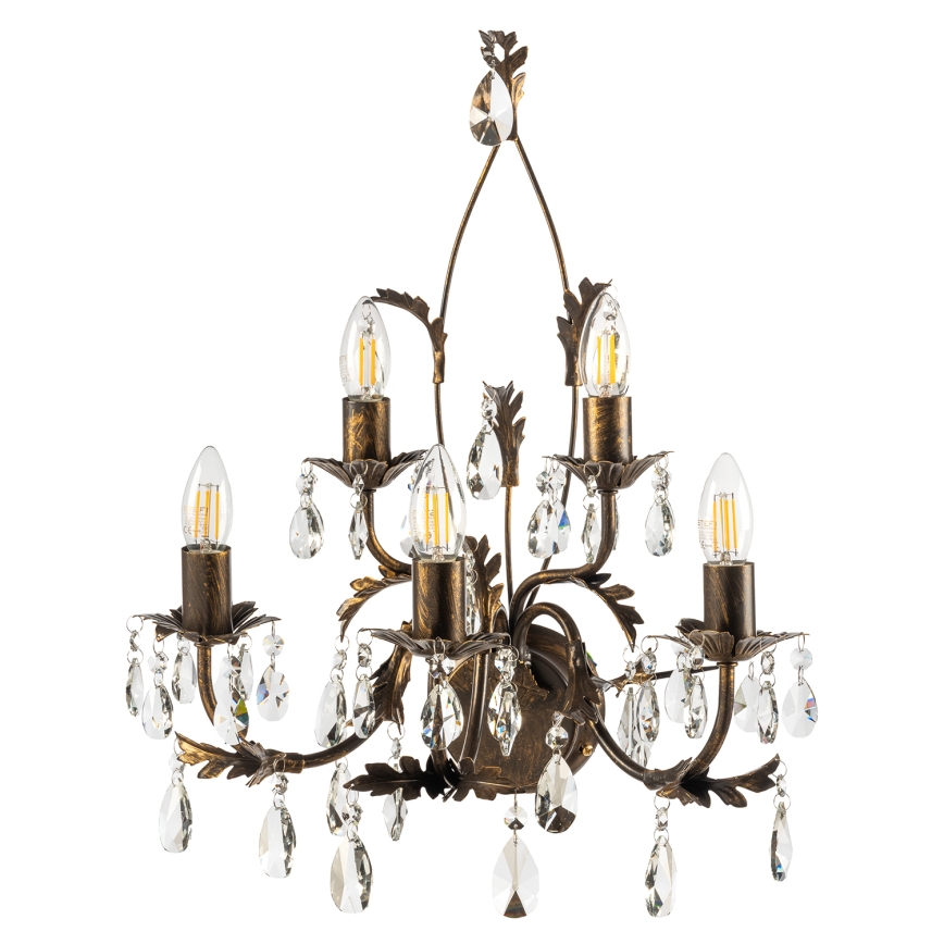 ONLI - Seinävalaisin TERESA 5xE14/6W/230V pronssi