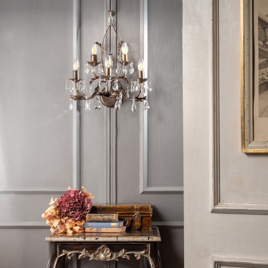 ONLI - Seinävalaisin TERESA 5xE14/6W/230V pronssi