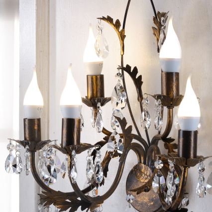 ONLI - Seinävalaisin TERESA 5xE14/6W/230V pronssi