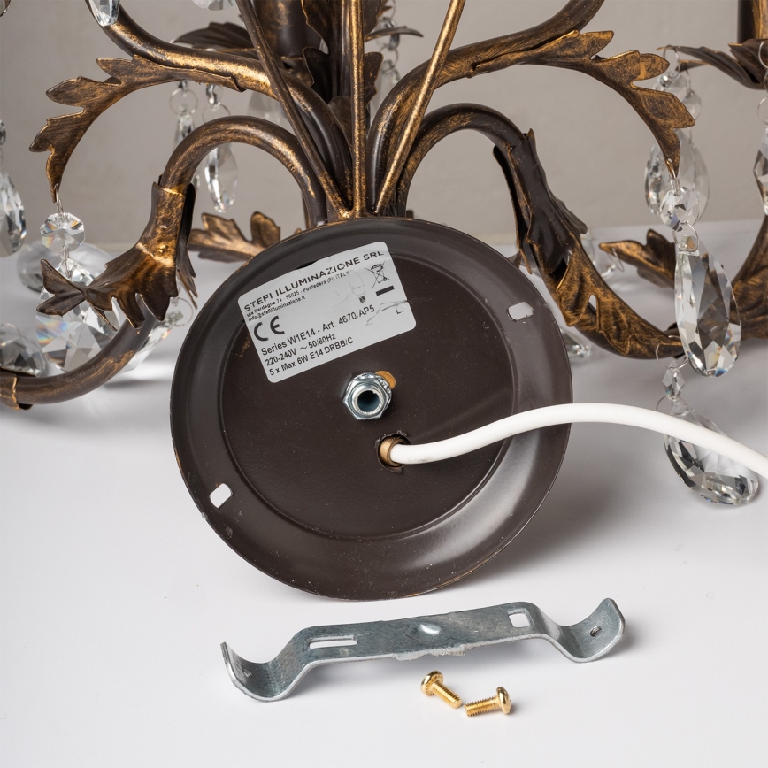 ONLI - Seinävalaisin TERESA 5xE14/6W/230V pronssi