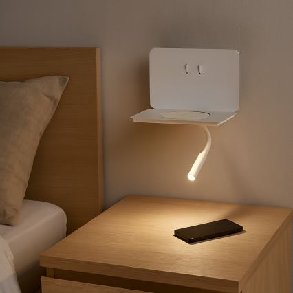 ONLI - Taivutettava LED-lukuvalo hyllyllä WIK LED/6,5W/230V + LED/3W valkoinen