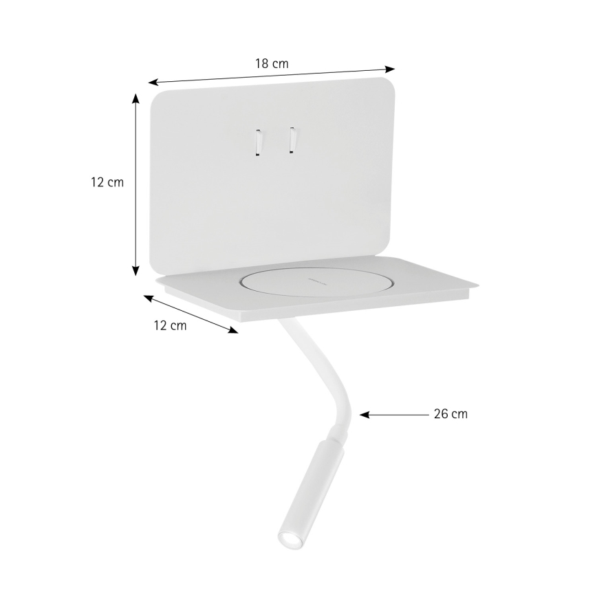 ONLI - Taivutettava LED-lukuvalo hyllyllä WIK LED/6,5W/230V + LED/3W valkoinen