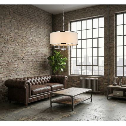 Open Design OR80209 - Ketjullinen kattokruunu CASA 3xE14/12W/230V kerma/kiiltävä kromi