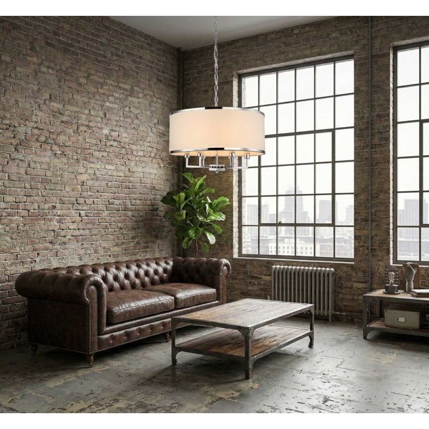 Open Design OR80209 - Ketjullinen kattokruunu CASA 3xE14/12W/230V kerma/kiiltävä kromi