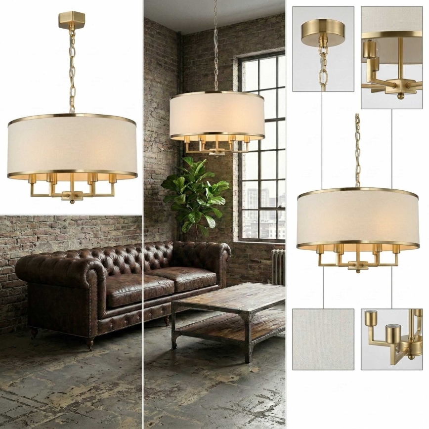 Open Design OR80230 - Ketjullinen kattokruunu CASA 6xE14/15W/230V kerma/messinki
