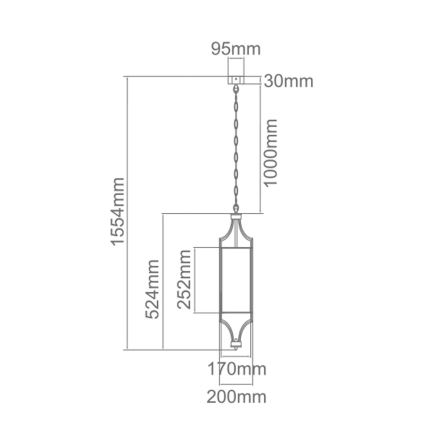 Open Design OR80551 - Ketjullinen riippuvalaisin LUNGA 1xE27/15W/230V kiiltävä kromi/valkoinen