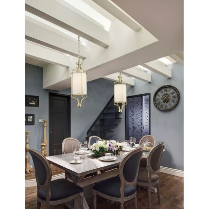 Open Design OR80568 - Kattokruunu ketjulla LUNGA 1xE27/15W/230V messinki/valkoinen